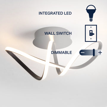 Chantelle 19.5" Modern Minimalist Aluminum Loop Integrated LED Semi Flush Mount - JONATHAN Y